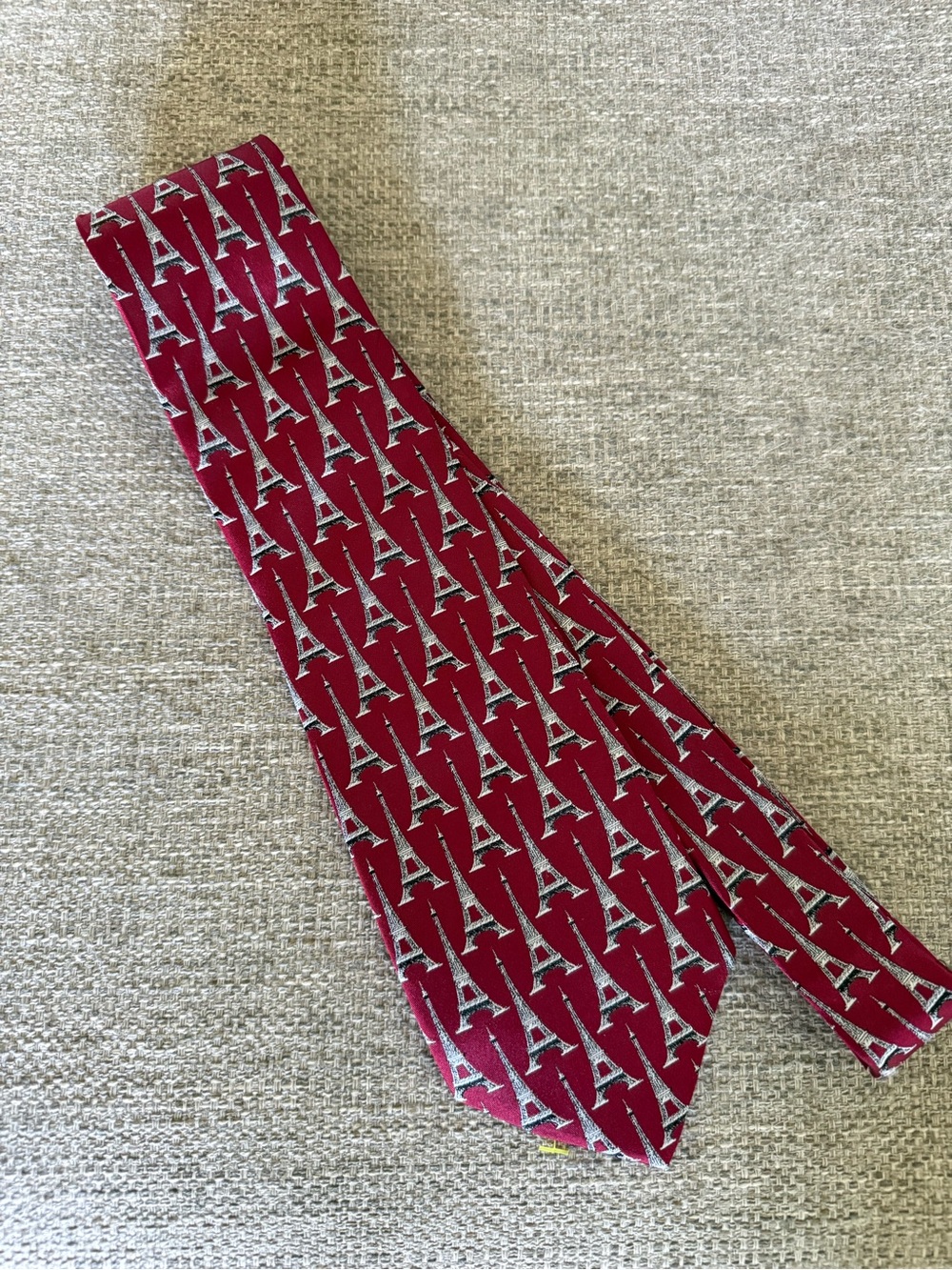 Josh Bach Burgundy Eiffel Tower Silk Tie